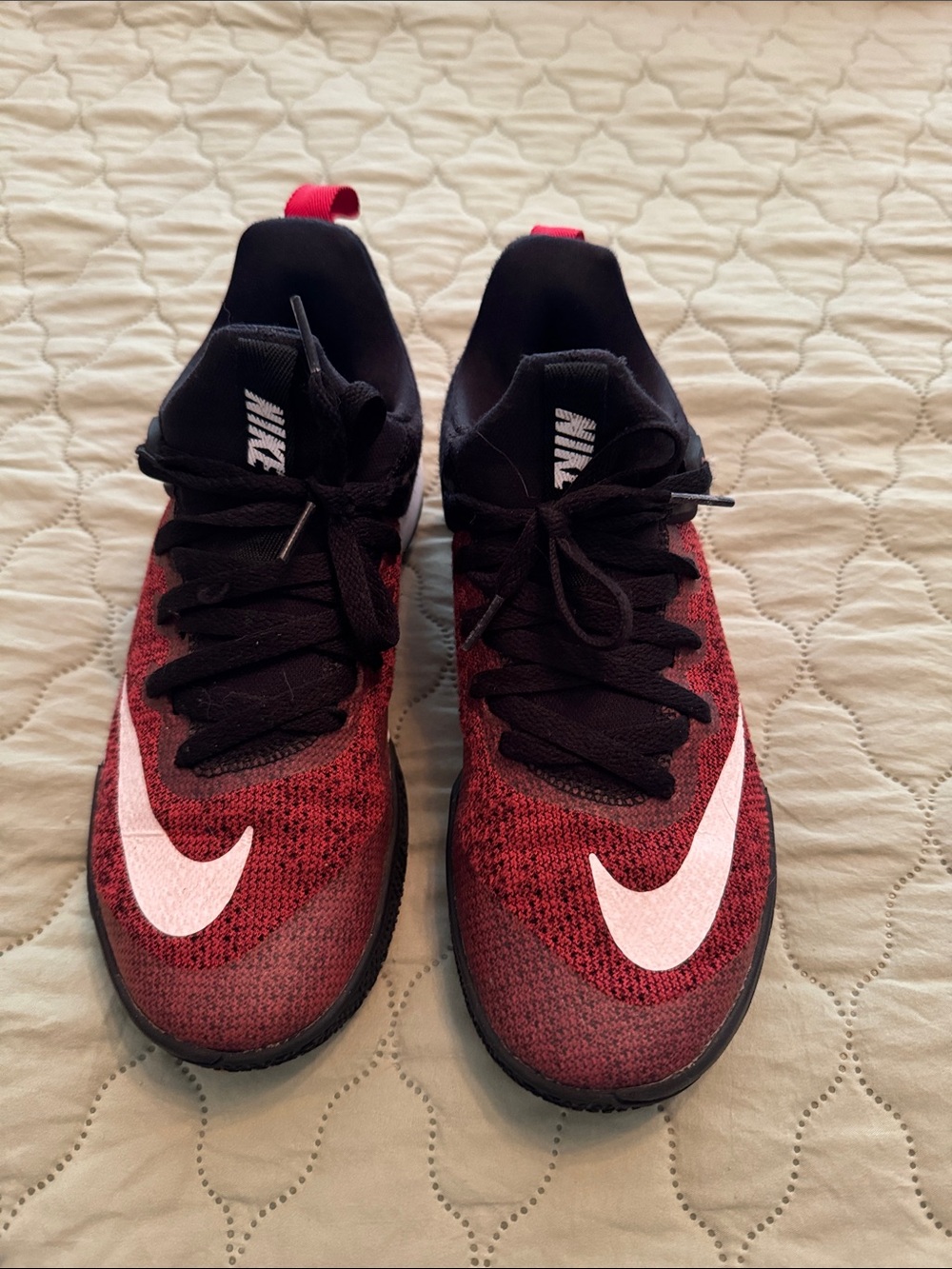 Nike Red & Black Flyknit Sneakers with White Swoosh